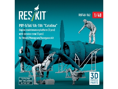 Pby-5/5a/ Oa-10a 'catalina' Engine Maintenance Platform (2pcs) With Service Crew (5pcs) For Revell/Monogram/Hasegawa Kit (3d Pri