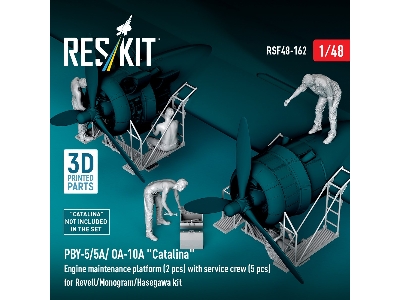 Pby-5/5a/ Oa-10a 'catalina' Engine Maintenance Platform (2pcs) With Service Crew (5pcs) For Revell/Monogram/Hasegawa Kit (3d Pri