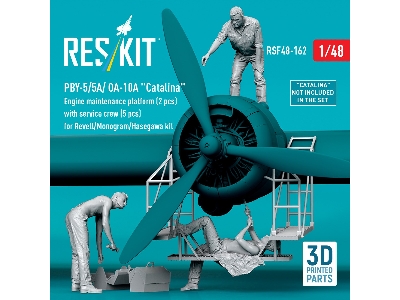 Pby-5/5a/ Oa-10a 'catalina' Engine Maintenance Platform (2pcs) With Service Crew (5pcs) For Revell/Monogram/Hasegawa Kit (3d Pri