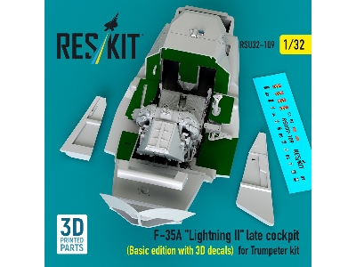 F-35a 'lightning Ii' Late Cockpit (Basic Edition With 3d Decals) For Trumpeter Kit (3d Printed) - zdjęcie 1