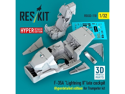 F-35a 'lightning Ii' Late Cockpit (Hyperdetailed Edition) For Trumpeter Kit (3d Printed) - zdjęcie 2