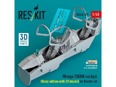 Mirage 2000n Cockpit (Basic Edition With 3d Decals) For Kinetic Kit (3d Printed) - zdjęcie 1