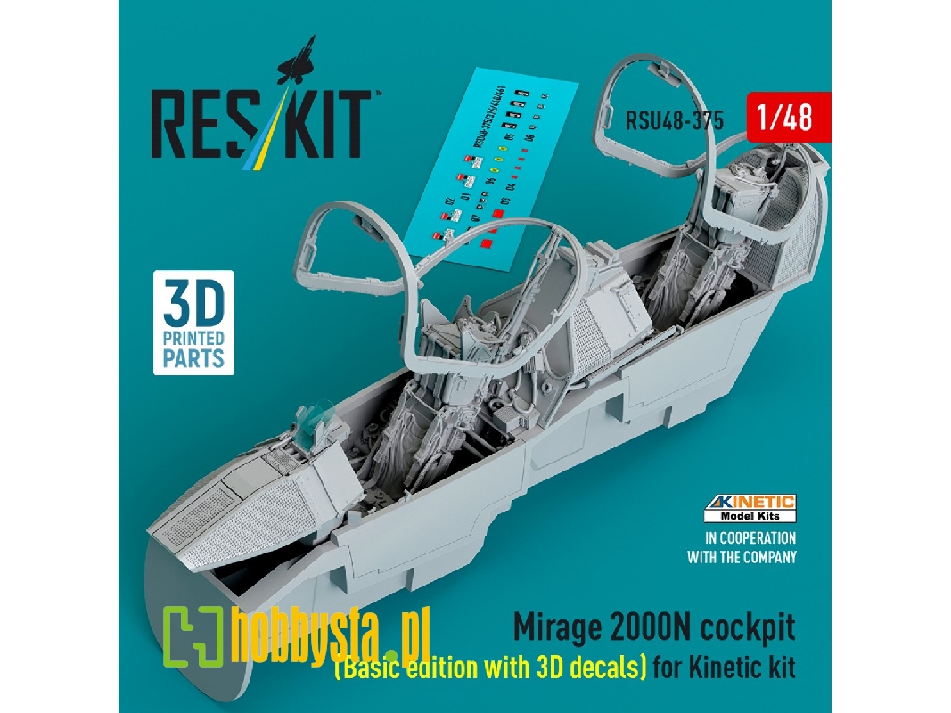 Mirage 2000n Cockpit (Basic Edition With 3d Decals) For Kinetic Kit (3d Printed) - zdjęcie 1 Mirage 2000n Cockpit (Basic Edition With 3d Decals) For Kinetic Kit (3d Printed) - zdjęcie 1