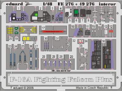  F-16A  Plus interior 1/48 - Hasegawa - blaszki - zdjęcie 1