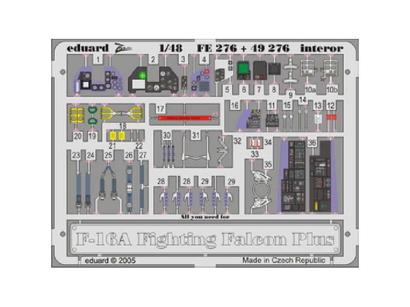 F-16A Plus interior 1/48 - Hasegawa - blaszki - zdjęcie 1 F-16A Plus interior 1/48 - Hasegawa - blaszki - zdjęcie 1