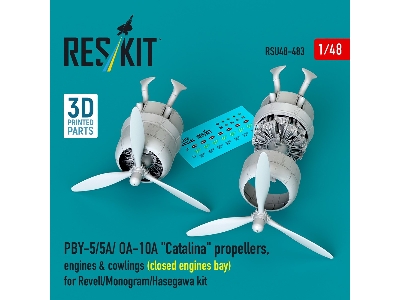 Pby-5/5a/ Oa-10a 'catalina' Propellers, Engines & Cowlings (Closed Engines Bay) For Revell/Monogram/Hasegawa Kit (3d Printed) - 