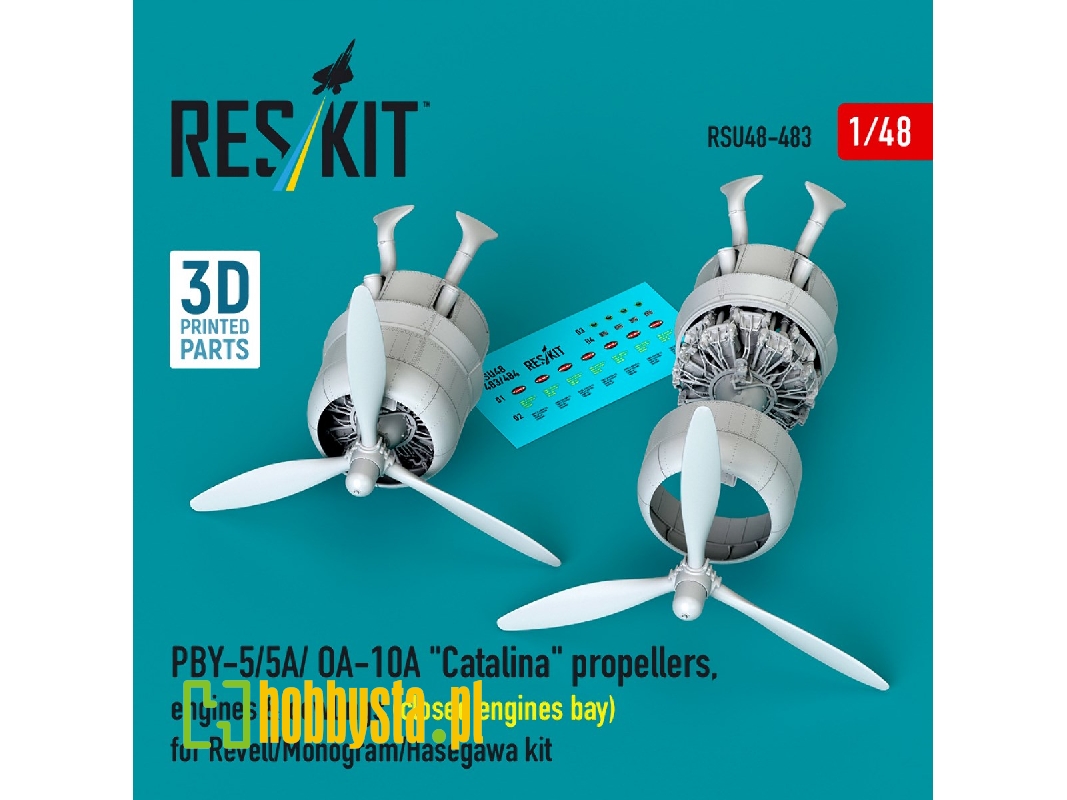 Pby-5/5a/ Oa-10a 'catalina' Propellers, Engines & Cowlings (Closed Engines Bay) For Revell/Monogram/Hasegawa Kit (3d Printed) - Pby-5/5a/ Oa-10a 'catalina' Propellers, Engines & Cowlings (Closed Engines Bay) For Revell/Monogram/Hasegawa Kit (3d Printed) -