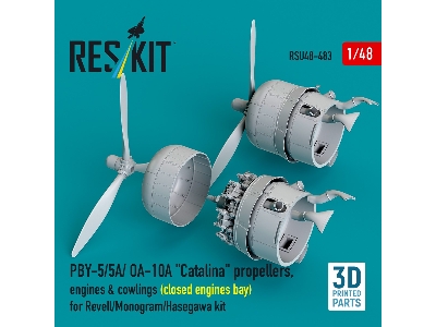 Pby-5/5a/ Oa-10a 'catalina' Propellers, Engines & Cowlings (Closed Engines Bay) For Revell/Monogram/Hasegawa Kit (3d Printed) - 