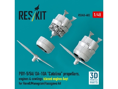 Pby-5/5a/ Oa-10a 'catalina' Propellers, Engines & Cowlings (Closed Engines Bay) For Revell/Monogram/Hasegawa Kit (3d Printed) - 