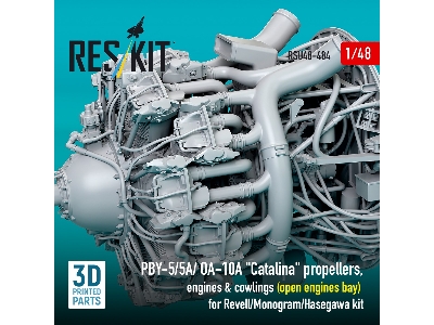 Pby-5/5a/ Oa-10a 'catalina' Propellers, Engines & Cowlings (Open Engines Bay) For Revell/Monogram/Hasegawa Kit (3d Printed) - zd