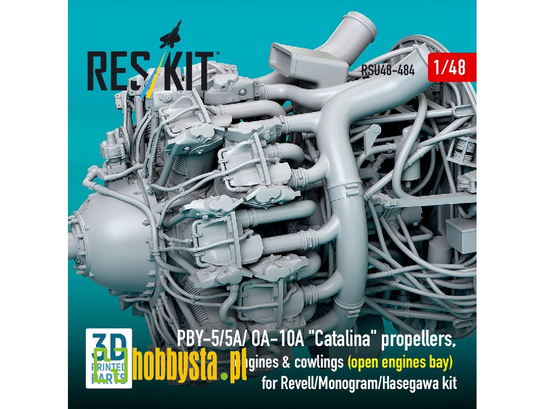 Pby-5/5a/ Oa-10a 'catalina' Propellers, Engines & Cowlings (Open Engines Bay) For Revell/Monogram/Hasegawa Kit (3d Printed) - zd Pby-5/5a/ Oa-10a 'catalina' Propellers, Engines & Cowlings (Open Engines Bay) For Revell/Monogram/Hasegawa Kit (3d Printed) - zd