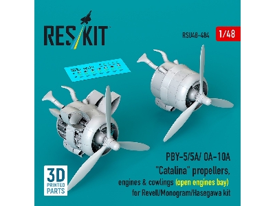 Pby-5/5a/ Oa-10a 'catalina' Propellers, Engines & Cowlings (Open Engines Bay) For Revell/Monogram/Hasegawa Kit (3d Printed) - zd