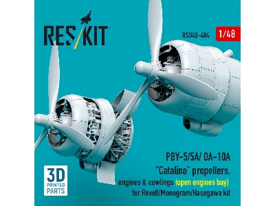 Pby-5/5a/ Oa-10a 'catalina' Propellers, Engines & Cowlings (Open Engines Bay) For Revell/Monogram/Hasegawa Kit (3d Printed) - zd