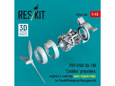 Pby-5/5a/ Oa-10a 'catalina' Propellers, Engines & Cowlings (Open Engines Bay) For Revell/Monogram/Hasegawa Kit (3d Printed) - zd