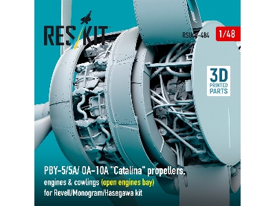 Pby-5/5a/ Oa-10a 'catalina' Propellers, Engines & Cowlings (Open Engines Bay) For Revell/Monogram/Hasegawa Kit (3d Printed) - zd