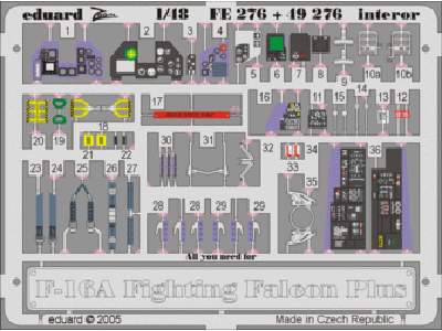  F-16A Plus interior 1/48 - Hasegawa - blaszki - zdjęcie 1