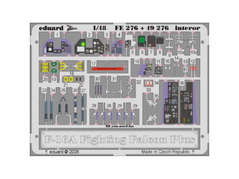  F-16A Plus interior 1/48 - Hasegawa - blaszki - zdjęcie 1