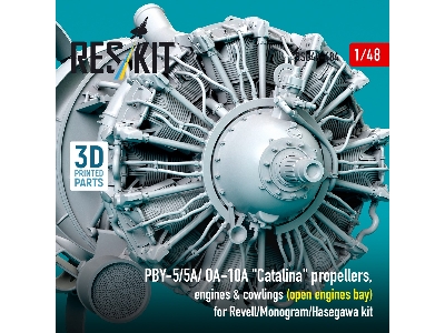 Pby-5/5a/ Oa-10a 'catalina' Propellers, Engines & Cowlings (Open Engines Bay) For Revell/Monogram/Hasegawa Kit (3d Printed) - zd