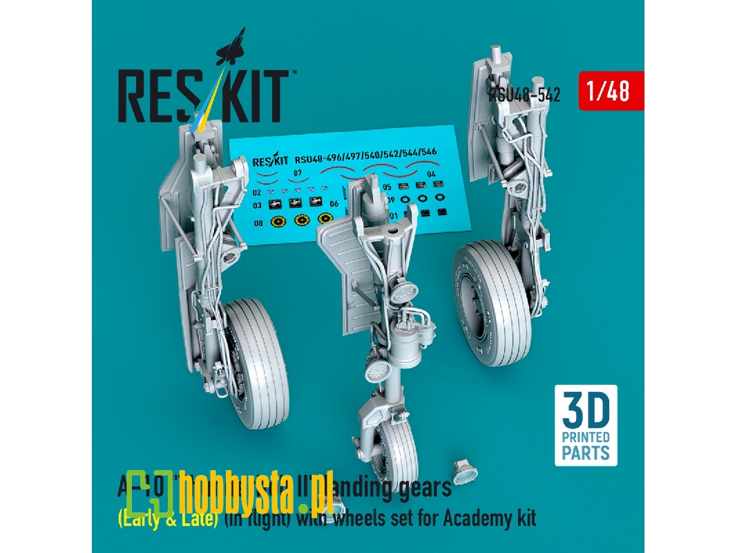 A-10 'thunderbolt Ii' Landing Gears (Early & Late) (In Flight) With Wheels Set For Academy Kit (3d Printed) - zdjęcie 1 A-10 'thunderbolt Ii' Landing Gears (Early & Late) (In Flight) With Wheels Set For Academy Kit (3d Printed) - zdjęcie 1