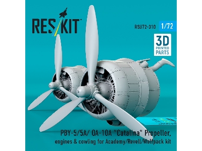 Pby-5/5a/ Oa-10a 'catalina' Propeller, Engines & Cowling For Academy/Revell/Wolfpack Kit (3d Printed) - zdjęcie 2