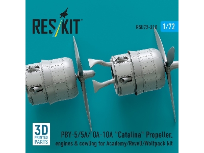 Pby-5/5a/ Oa-10a 'catalina' Propeller, Engines & Cowling For Academy/Revell/Wolfpack Kit (3d Printed) - zdjęcie 3