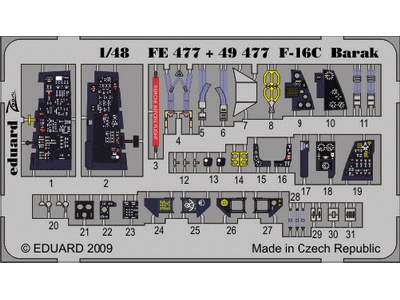  F-16C Barak interior S. A. 1/48 - Kinetic - blaszki - zdjęcie 1