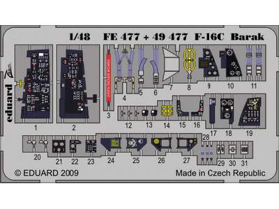  F-16C Barak interior S. A. 1/48 - Kinetic - blaszki - zdjęcie 2