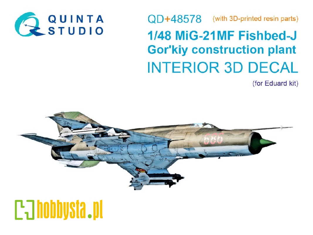 Mig-21 Mf Fishbed-j (Gorkiy Plant) - 3d-printed & Coloured Interior - zdjęcie 1 Mig-21 Mf Fishbed-j (Gorkiy Plant) - 3d-printed & Coloured Interior - zdjęcie 1