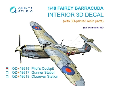 Fairey Barracuda Pilot's Cockpit - 3d-printed & Coloured Interior On Decal Paper... - zdjęcie 1
