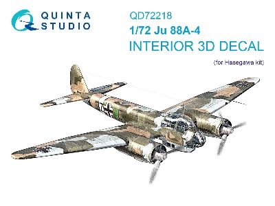 Ju 88 A-4 - 3d-printed & Coloured Interior On Decal Paper (For Hasegawa Kits) - zdjęcie 1