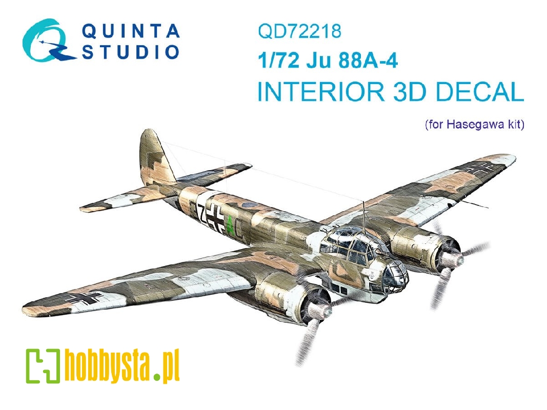 Ju 88 A-4 - 3d-printed & Coloured Interior On Decal Paper (For Hasegawa Kits) - zdjęcie 1 Ju 88 A-4 - 3d-printed & Coloured Interior On Decal Paper (For Hasegawa Kits) - zdjęcie 1