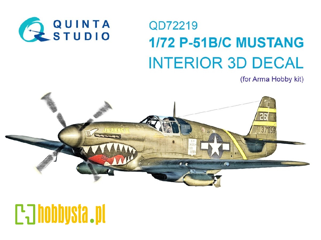 P-51 B/C Mustang - 3d-printed & Coloured Interior On Decal Paper (For Arma Hobby Kits) - zdjęcie 1 P-51 B/C Mustang - 3d-printed & Coloured Interior On Decal Paper (For Arma Hobby Kits) - zdjęcie 1