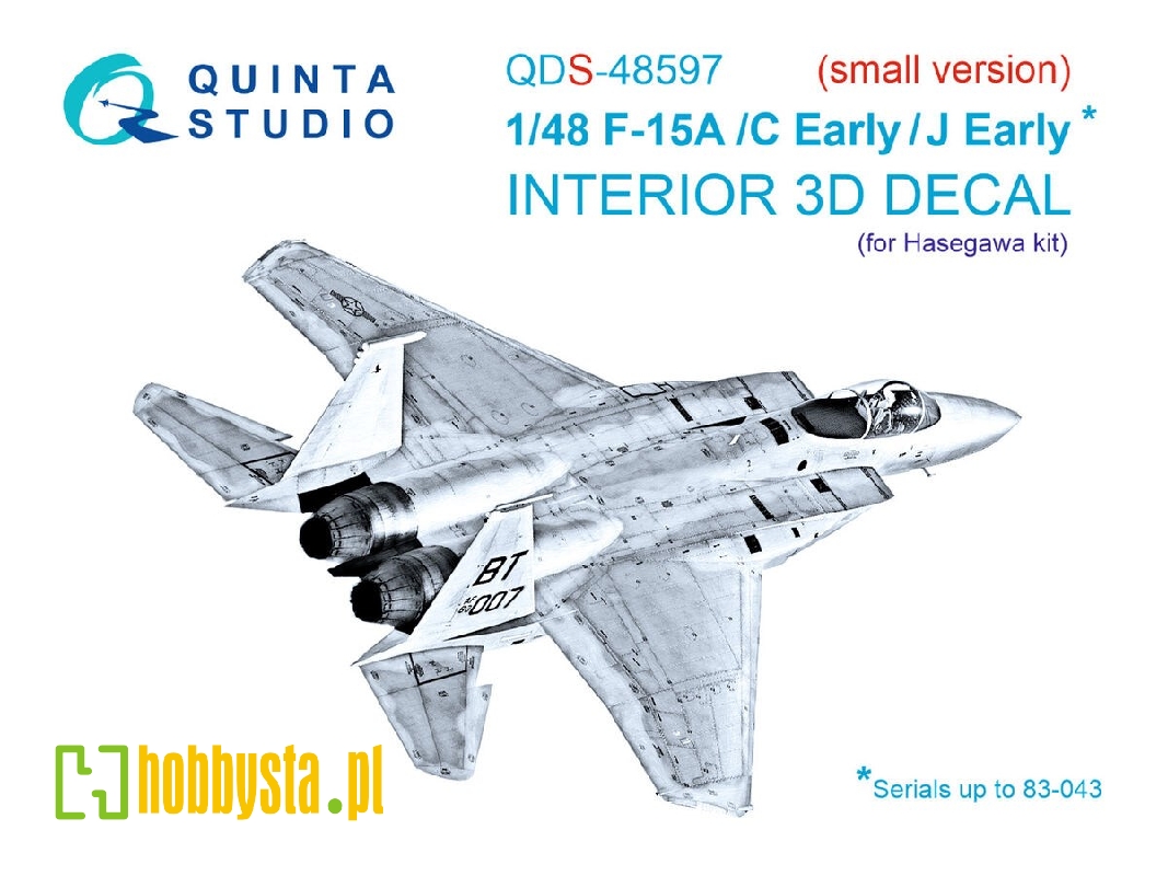 F-15 A / C Early / J Early - 3d-printed & Coloured Interior On Decal Paper (For Hasegawa Kits / Small Version) - zdjęcie 1 F-15 A / C Early / J Early - 3d-printed & Coloured Interior On Decal Paper (For Hasegawa Kits / Small Version) - zdjęcie 1