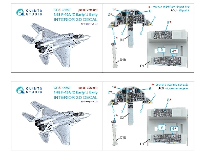F-15 A / C Early / J Early - 3d-printed & Coloured Interior On Decal Paper (For Hasegawa Kits / Small Version) - zdjęcie 11