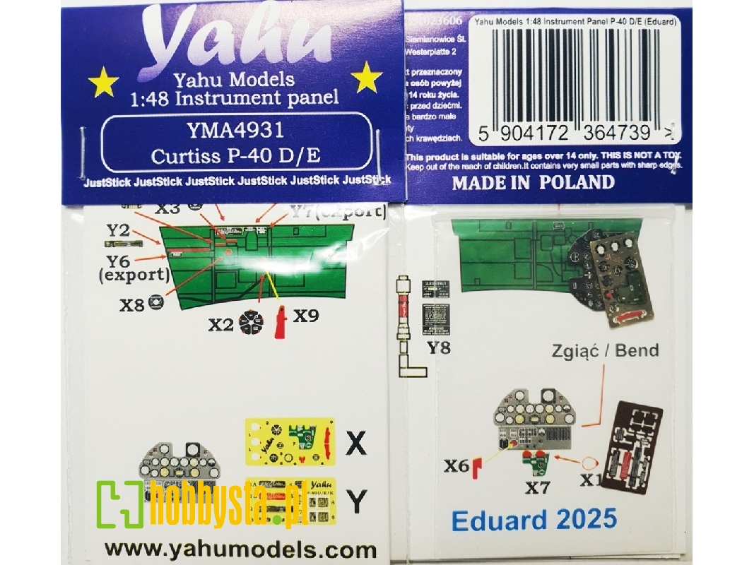 Curtiss P-40 E/D Warhawk - Photoetched Instrument Panel (For Eduard Kits) - zdjęcie 1 Curtiss P-40 E/D Warhawk - Photoetched Instrument Panel (For Eduard Kits) - zdjęcie 1