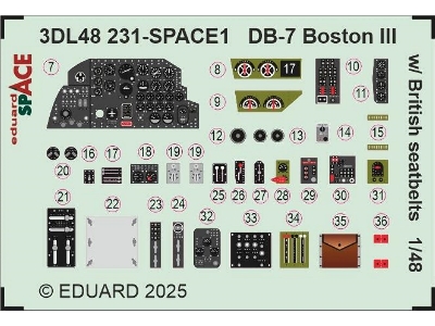 DB-7 Boston III w/  British seatbelts SPACE 1/48 - HONG KONG MODELS - zdjęcie 4