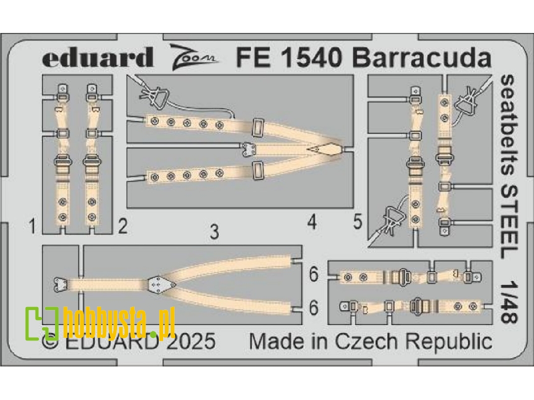 Barracuda seatbelts STEEL 1/48 - TRUMPETER - zdjęcie 1