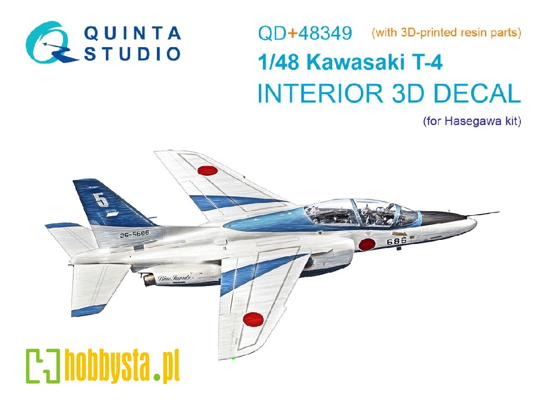Kawasaki T-4 3d-printed & Coloured Interior On Decal Paper (Hasegawa) (With 3d-printed Resin Parts) - zdjęcie 1 Kawasaki T-4 3d-printed & Coloured Interior On Decal Paper (Hasegawa) (With 3d-printed Resin Parts) - zdjęcie 1