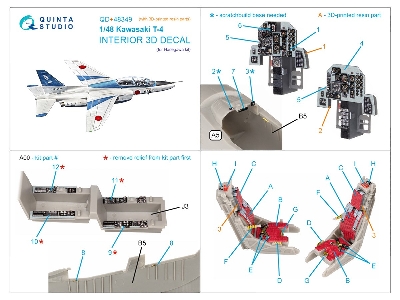 Kawasaki T-4 3d-printed & Coloured Interior On Decal Paper (Hasegawa) (With 3d-printed Resin Parts) - zdjęcie 5