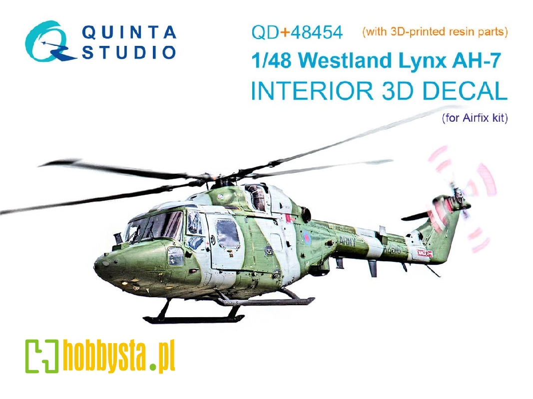 Lynx Ah-7 3d-printed & Coloured Interior On Decal Paper (Airfix) (With 3d-printed Resin Parts) - zdjęcie 1 Lynx Ah-7 3d-printed & Coloured Interior On Decal Paper (Airfix) (With 3d-printed Resin Parts) - zdjęcie 1