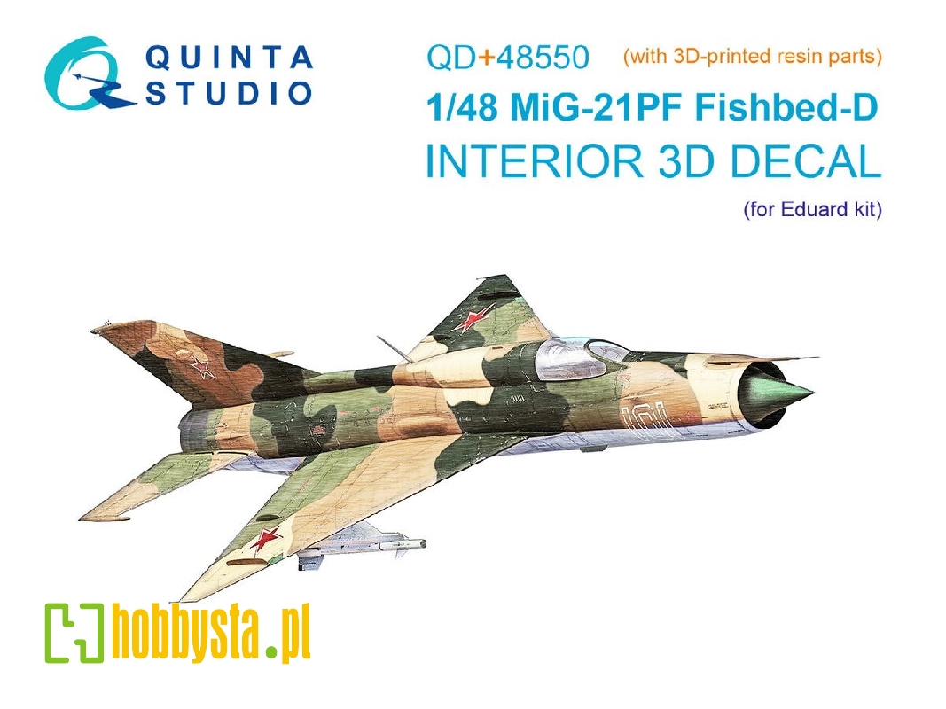 Mig-21pf 3d-printed & Coloured Interior On Decal Paper (Eduard) (With 3d-printed Resin Parts) - zdjęcie 1 Mig-21pf 3d-printed & Coloured Interior On Decal Paper (Eduard) (With 3d-printed Resin Parts) - zdjęcie 1