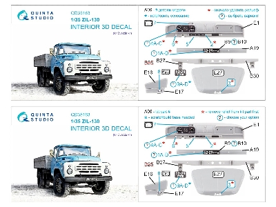 Zil-130 3d-printed & Coloured Interior On Decal Paper (Zvezda) - zdjęcie 3