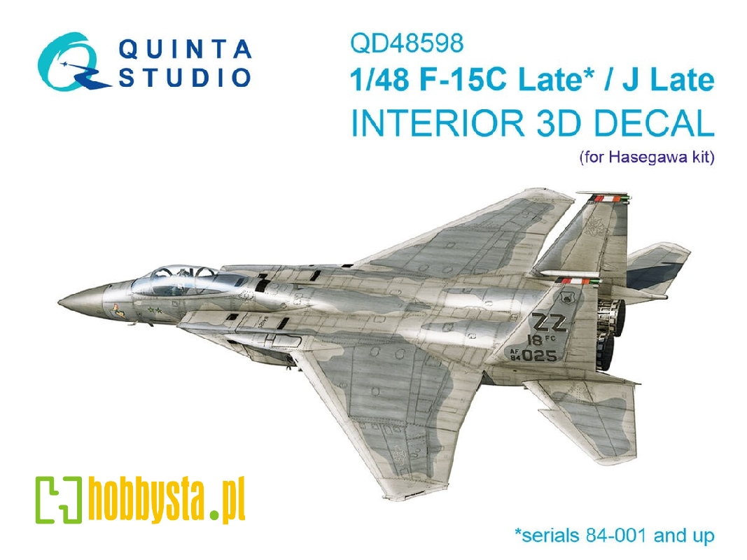 F-15c Late/F-15j Late 3d-printed & Coloured Interior On Decal Paper (Hasegawa) - zdjęcie 1 F-15c Late/F-15j Late 3d-printed & Coloured Interior On Decal Paper (Hasegawa) - zdjęcie 1