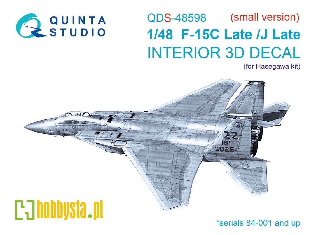 F-15c Late/F-15j Late 3d-printed & Coloured Interior On Decal Paper (Hasegawa) (Small Version) - zdjęcie 1