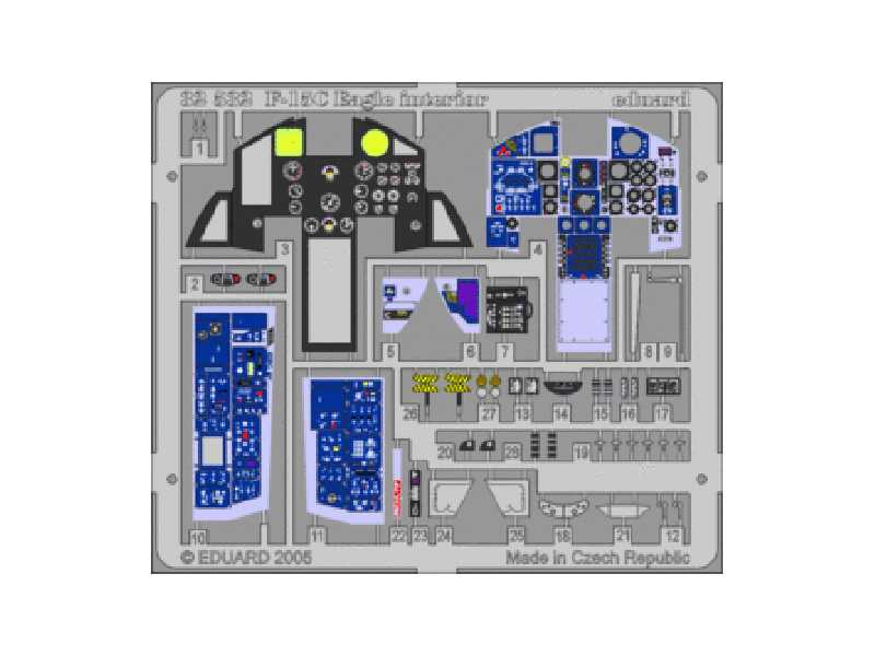  F-15C interior 1/32 - Tamiya - blaszki - zdjęcie 1