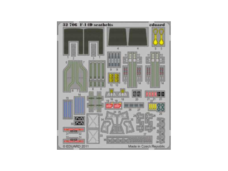  F-14D seatbelts 1/32 - Trumpeter - blaszki - zdjęcie 1