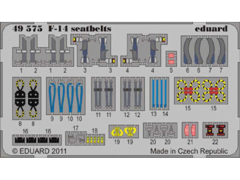  F-14A/ B seatbelts 1/48 - Hobby Boss - blaszki - zdjęcie 1
