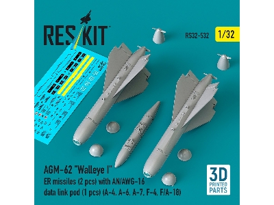 Agm-62 "walleye I" Er Missiles (2 Pcs) With An/Awg-16 Data Link Pod (1 Piece) - 3d Printed - zdjęcie 1
