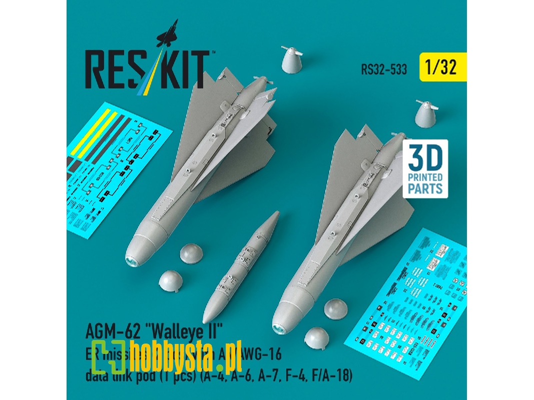 Agm-62 "walleye Ii" Er Missiles (2 Pcs) With An/Awg-16 Data Link Pod (1 Piece) - 3d Printed - zdjęcie 1 Agm-62 "walleye Ii" Er Missiles (2 Pcs) With An/Awg-16 Data Link Pod (1 Piece) - 3d Printed - zdjęcie 1