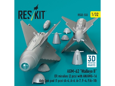 Agm-62 "walleye Ii" Er Missiles (2 Pcs) With An/Awg-16 Data Link Pod (1 Piece) - 3d Printed - zdjęcie 3